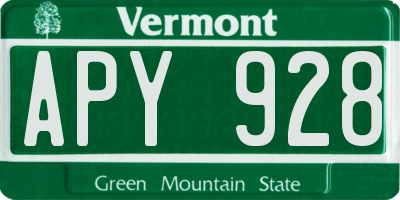 VT license plate APY928