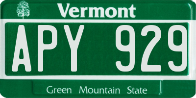 VT license plate APY929