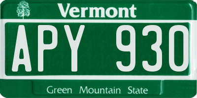 VT license plate APY930