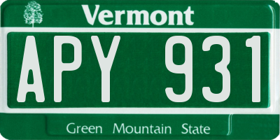 VT license plate APY931