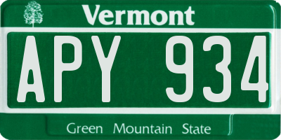VT license plate APY934