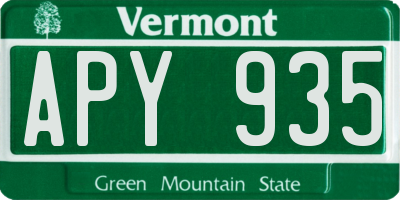 VT license plate APY935