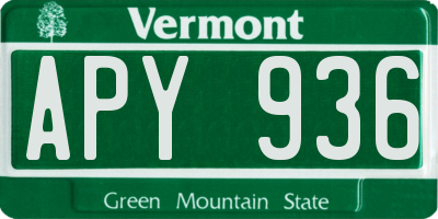 VT license plate APY936