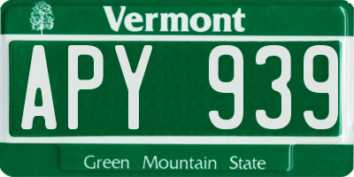 VT license plate APY939