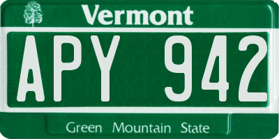 VT license plate APY942