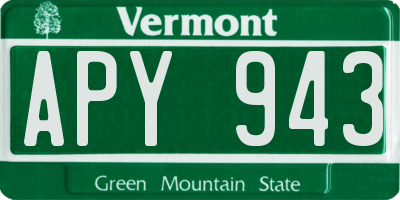 VT license plate APY943