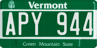 VT license plate APY944
