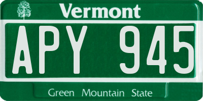 VT license plate APY945