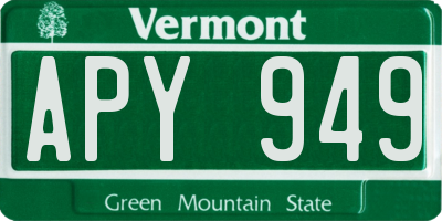 VT license plate APY949