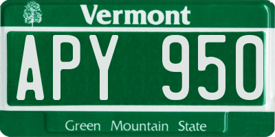 VT license plate APY950