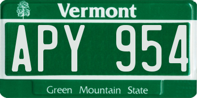 VT license plate APY954