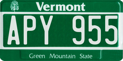 VT license plate APY955