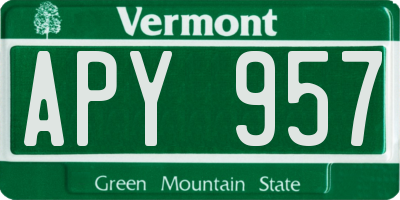 VT license plate APY957