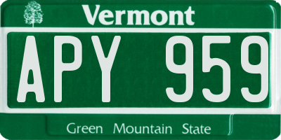 VT license plate APY959