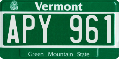 VT license plate APY961