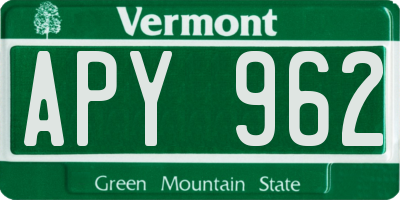 VT license plate APY962