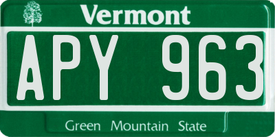 VT license plate APY963