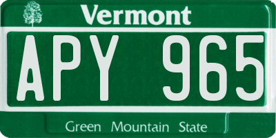 VT license plate APY965