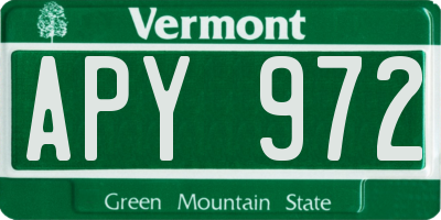 VT license plate APY972