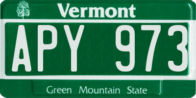 VT license plate APY973