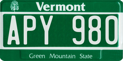 VT license plate APY980