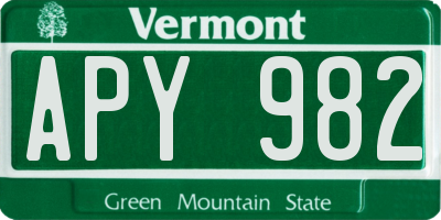VT license plate APY982