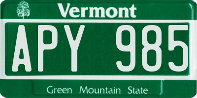VT license plate APY985