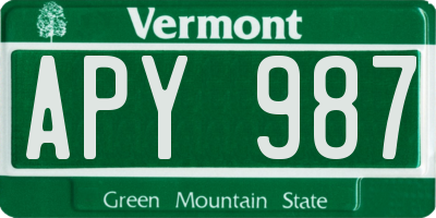 VT license plate APY987