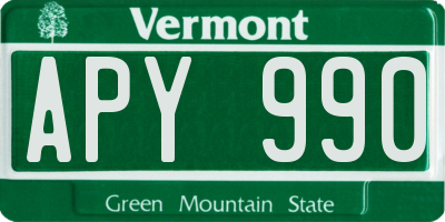 VT license plate APY990