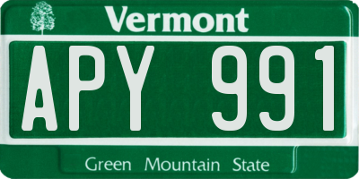 VT license plate APY991
