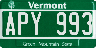 VT license plate APY993