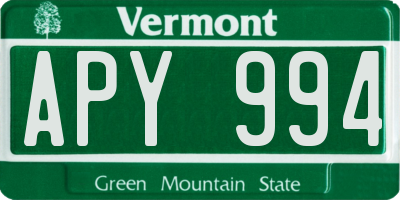 VT license plate APY994