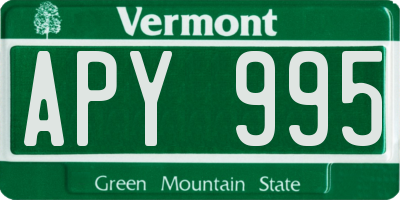VT license plate APY995