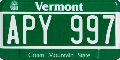 VT license plate APY997