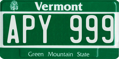 VT license plate APY999