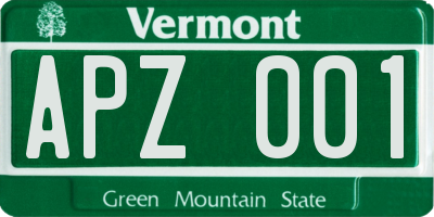 VT license plate APZ001