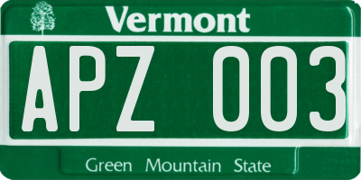 VT license plate APZ003