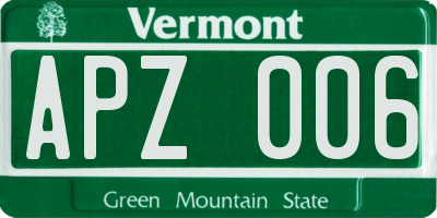 VT license plate APZ006
