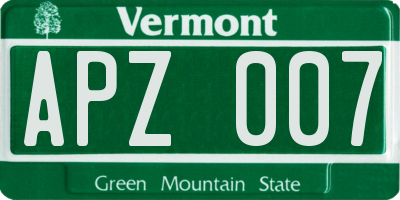 VT license plate APZ007