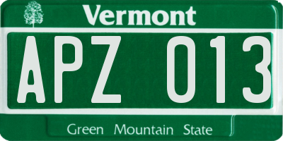 VT license plate APZ013