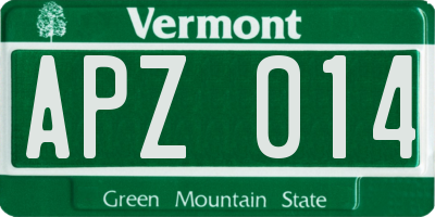 VT license plate APZ014