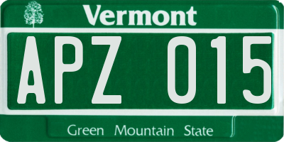 VT license plate APZ015