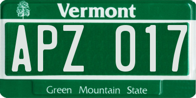 VT license plate APZ017