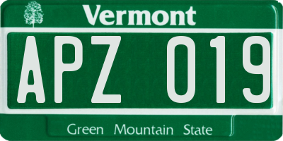 VT license plate APZ019
