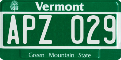 VT license plate APZ029