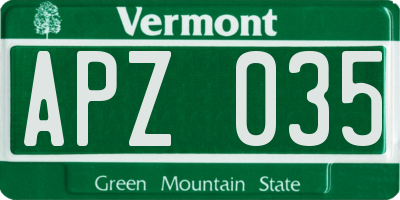VT license plate APZ035