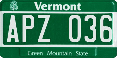 VT license plate APZ036