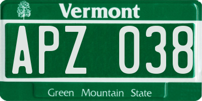 VT license plate APZ038