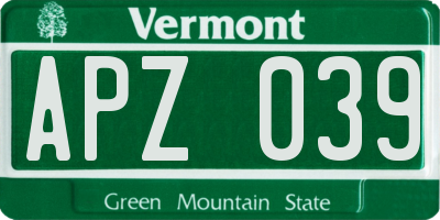 VT license plate APZ039