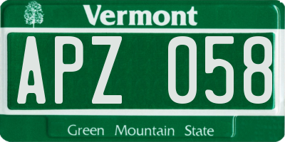 VT license plate APZ058